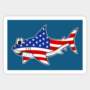 4th July Shark American Flag USA Animal Lovers Magnet